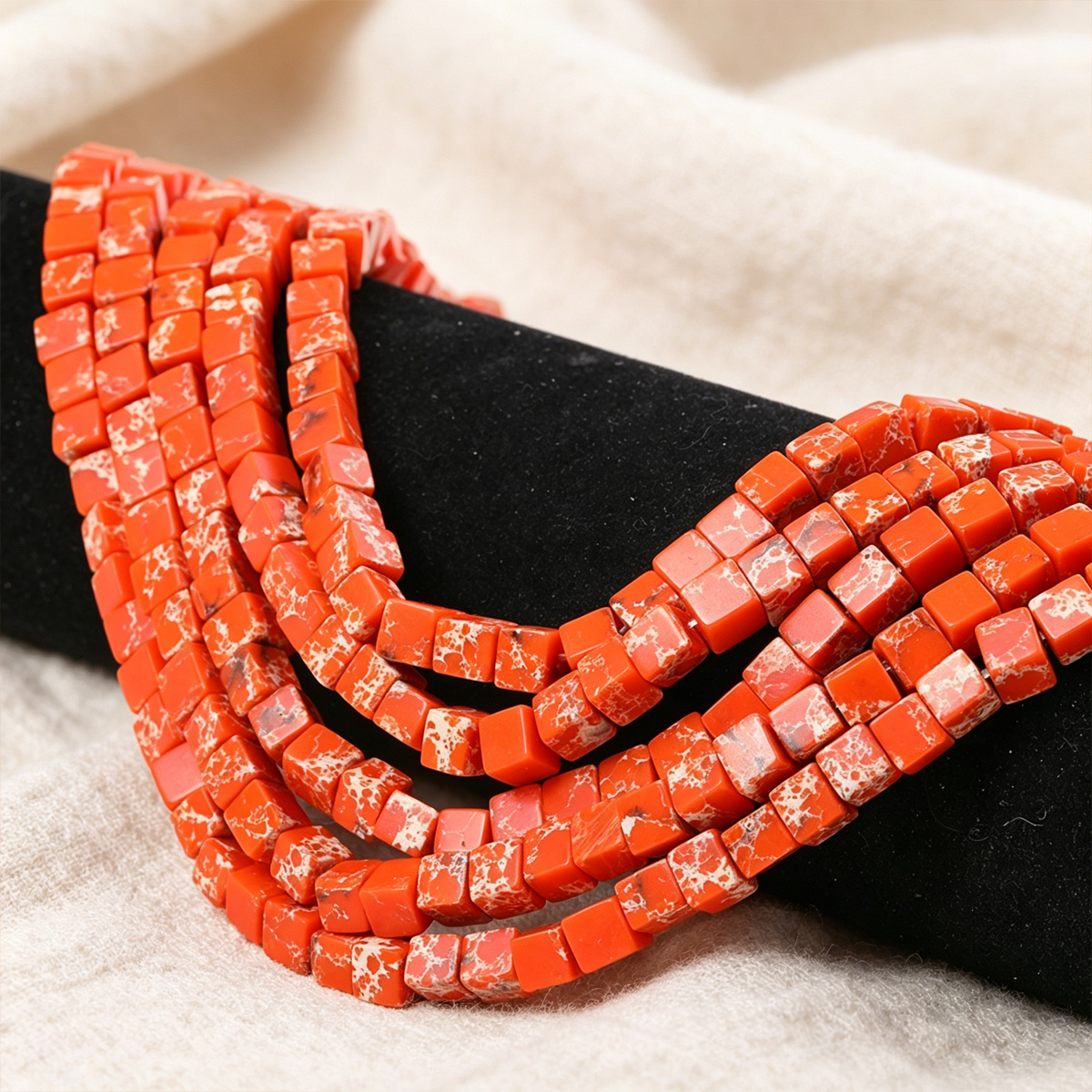8mm Orange Yellow Jasper Square Beads for Jewelry Making